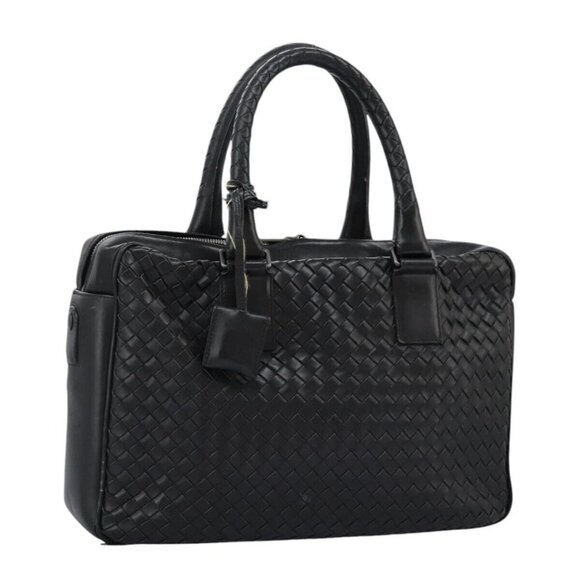 BOTTEGA VENETA INTRECCIATO Hand Bag Leather Black Auth - Picture 4 of 16